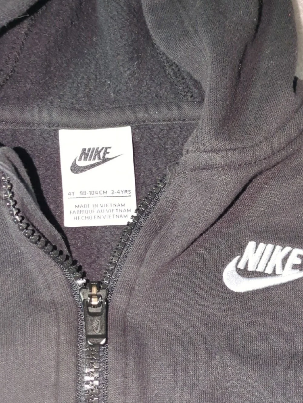 Nike Black Kids Full-Zip Hooded Sweatshirt 3-4 Yrs Old
